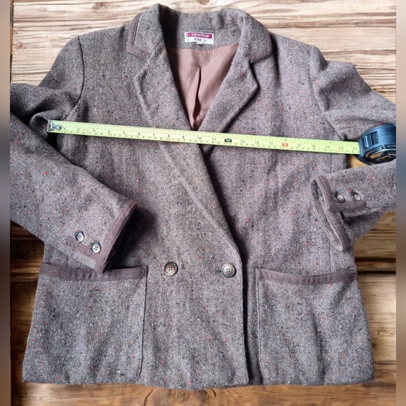 Valentino Miss V. Vintage Made In Italy 100% Wool Lined Tweed Blazer Jacket - Picture 9 of 10